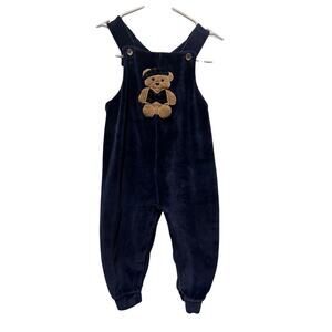 Vintage Fleece Overalls with plaid bear 24 months